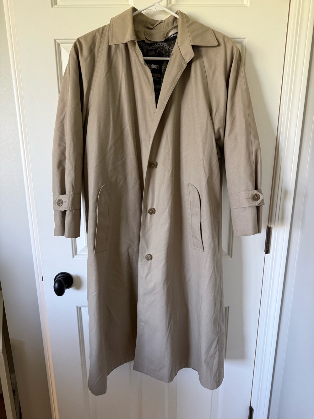 Vintage London Fog Khaki Trench Coat 4 Petite Removable Paisley Lining VGUC
